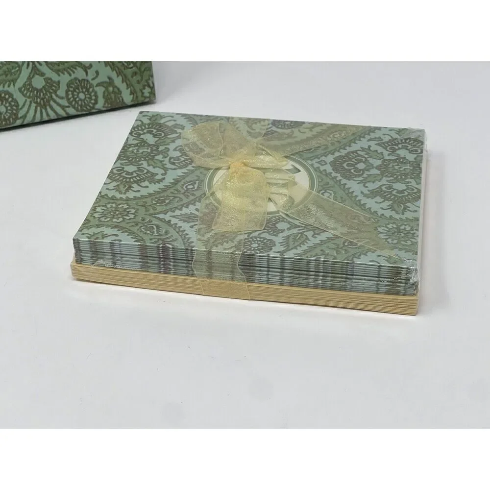 NEW Paula Scaletta Boxed Set Monogrammed Initial Notecards Letter M Blue Green